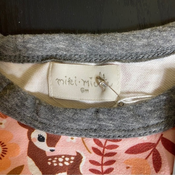 NWT Miki Miette Baby Girl Romper – 6M – Woodland Deer Print – Snaps -100% Cotton - Picture 4 of 6